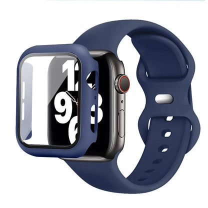 Silicone Strap+case for Apple Watch Band 44mm 40mm 45mm 41mm 49mm 42mm 38mm 44 45 Mm Bracelet Iwatch Ultra Series 7 Se 3 4 5 6 8