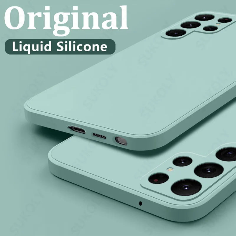 Case For Samsung Galaxy S24 S23 S22 S25 Ultra S24 FE A56 A55 A53 A52 A54 A16 A35 5G Shockproof Liquid Silicone Phone Cover Coque