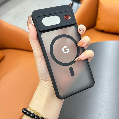 For Google Pixel 8Pro 8 8A 7Pro 7 7A 6 Case Magnetic Charging Matte Clear Shockproof Cover Wireless Charging Translucent Frosted
