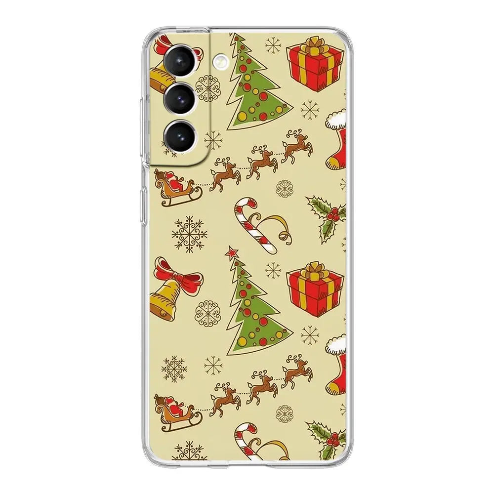 Phone Case For Samsung Galaxy S25 Edge S24 Plus S23 FE S22 S21 S20 Ultra 5G S10 Soft Clear Cover Cartoon Christmas