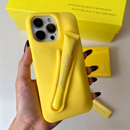 Fashion Lip Gloss Portable Silicone Shockproof Phone Case with Lipstick Suitable for IPhone 11 12 13 14 15 16 17 Pro Max Plus