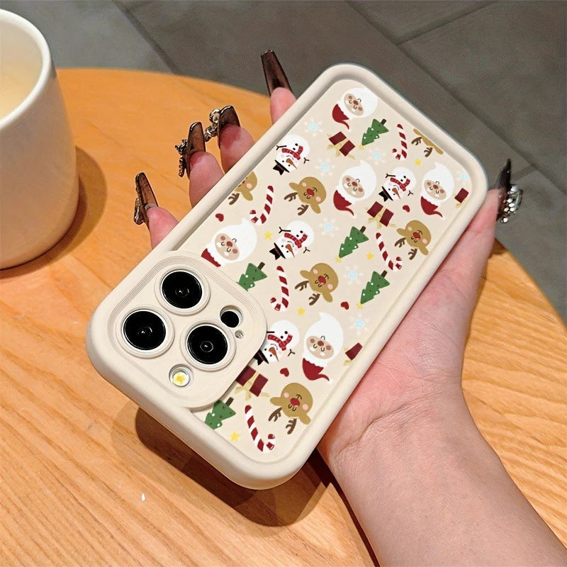 Santa Claus Reindeer And Snowman Phone Case For iPhone 17 16 Pro Max 15 14 13 12 11 XS XR 7 8 Plus 16E Shockproof Soft TPU Cover