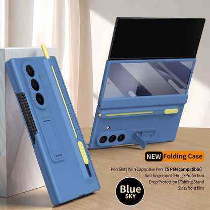 Pen Slot with Pen Hinge Folding Stand Holder Tempered Glass Front Case For Samsung Galaxy Z TriFold with Hinge Cover