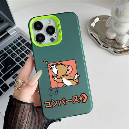 Miniso Tom And Jerry Phone Case For iPhone 16 15 14 13 12 11 Pro Max Independent Metal Button Electroplating Mobile