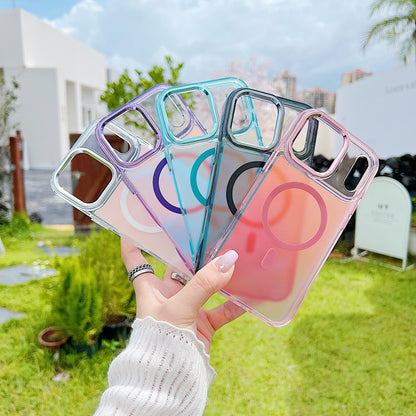 Fashion Laser Gradient Translucent Shockproof Magnetic Case for IPhone 17 Air 16 15 14 Plus 13 12 17 Pro Max 16e Magsafe Cover