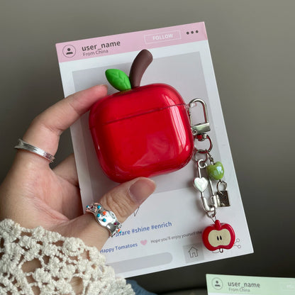 Translucent Red Green Apple Earphone Case for AirPods 1 or 2 3 4 Pro 2 3 Air Pods AirPod Pro2 Pro3 Soft Imd Cute Cover Pendant