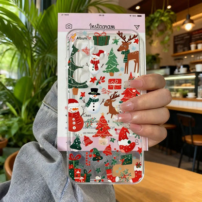Cute Winter Snow Christmas Phone Case for Samsung Galaxy S25 Ultra S24 S23 S22 Plus S21 FE Transparent Soft Silcon Cover