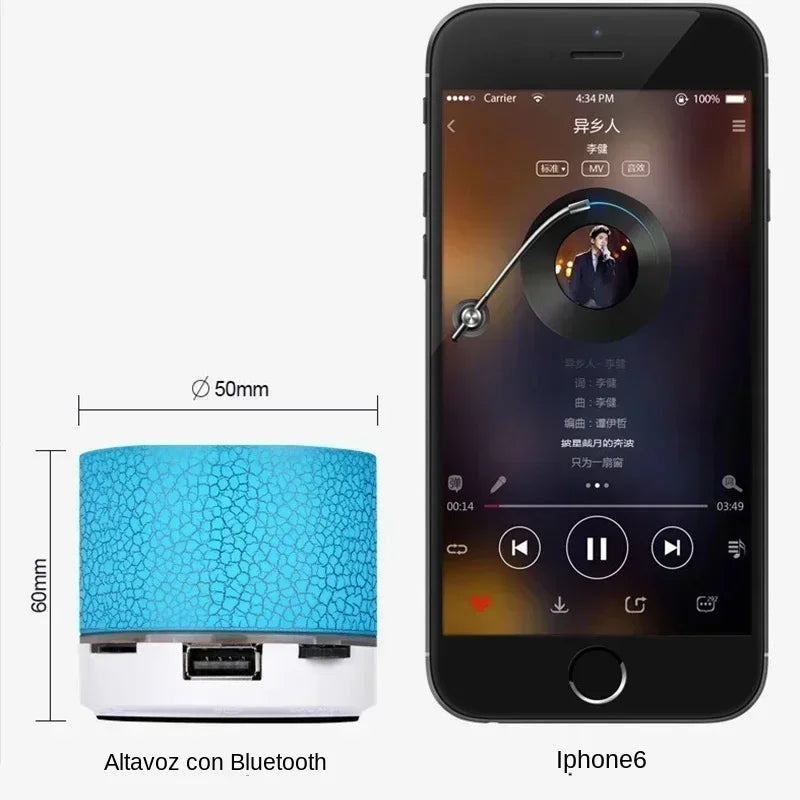 Mini Bluetooth Speaker Wireless Loudspeaker with LED Light - USB SD Card AUX Subwoofer Portable Sound Column for PC Mobile Phone