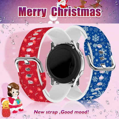 20mm Christmas Series 5 Strap for Samsung Galaxy Watch 7/6/5 40mm 44mm Band Replaceable Bracelet for Xiaomi Huawei Amazfit Watch