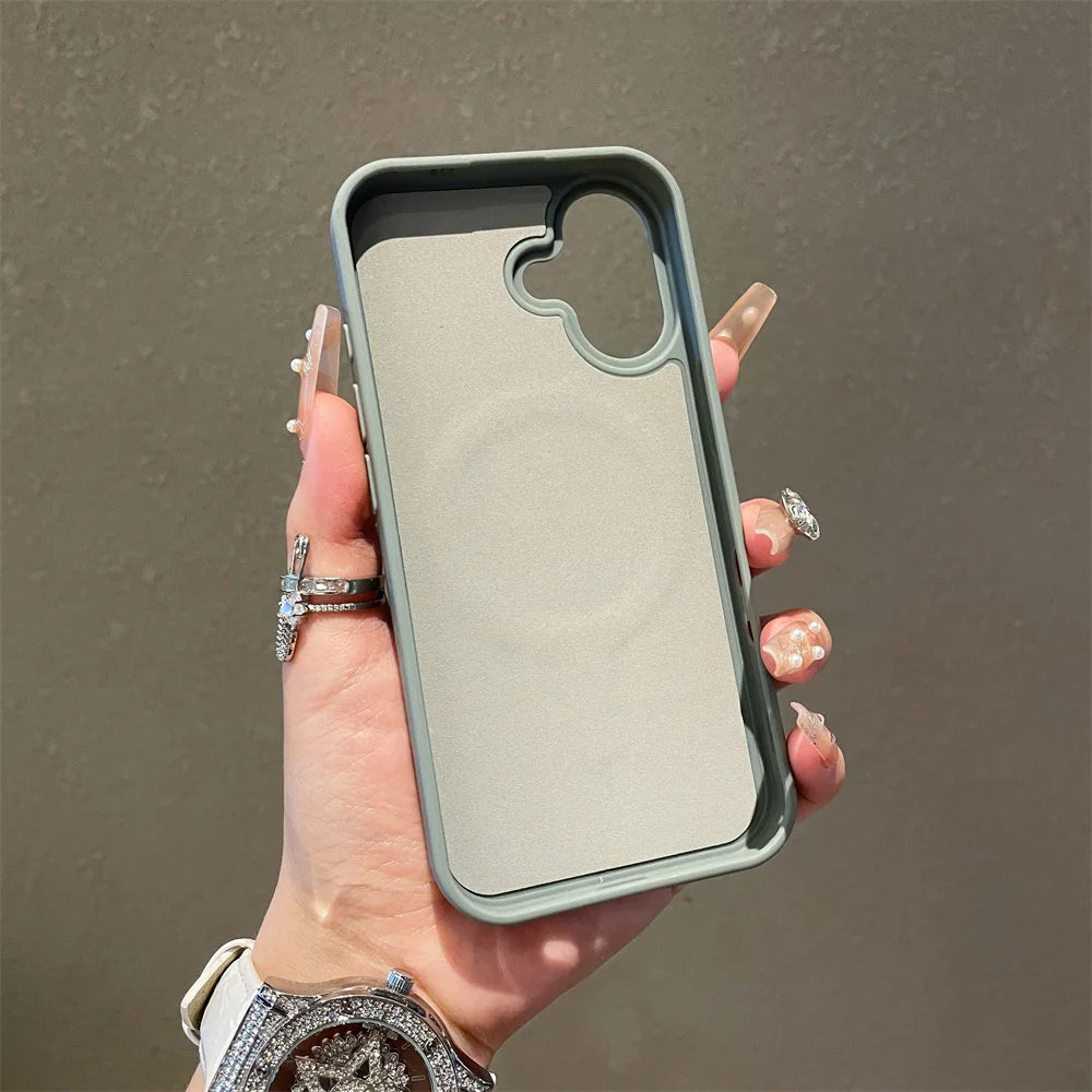 Ultrathin Simple Magsafe Case for iPhone 16 Pro Max 15Pro 14 Plus 13 12 11 Matte Hit Color Lens Wireless Charging Soft TPU Cover