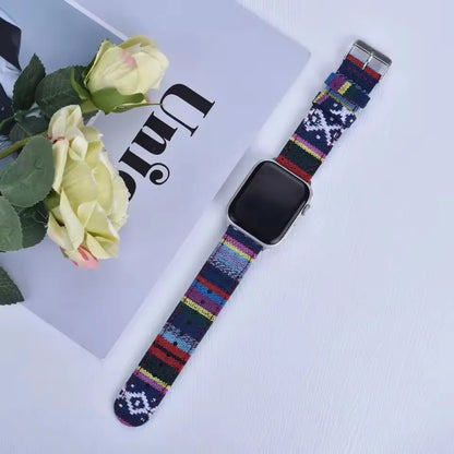 Christmas Exotic Style Fabric Straps For iWatch Band 8 7 SE 45mm 44mm 42mm Sports For Apple Watch 41mm 40mm 38mm Series 6 5 4 3