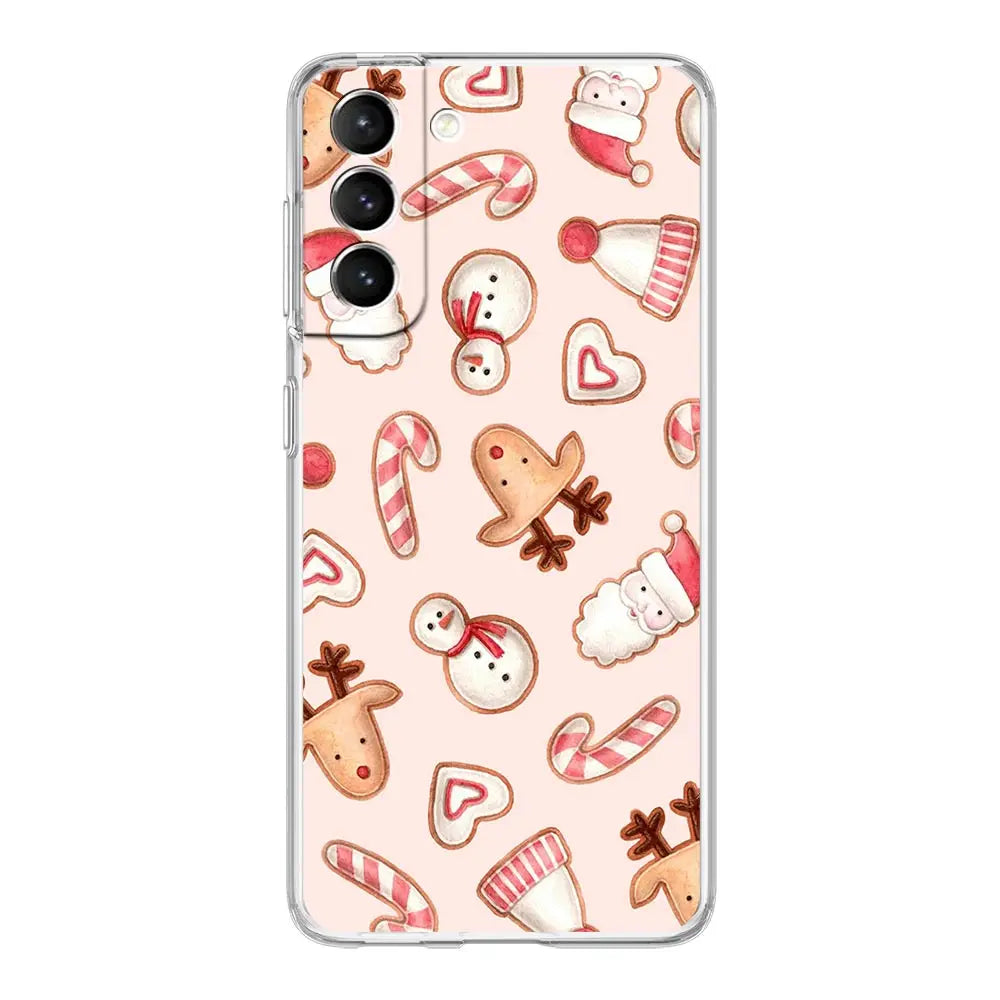 Phone Case For Samsung Galaxy S25 Edge S24 Plus S23 FE S22 S21 S20 Ultra 5G S10 Soft Clear Cover Cartoon Christmas