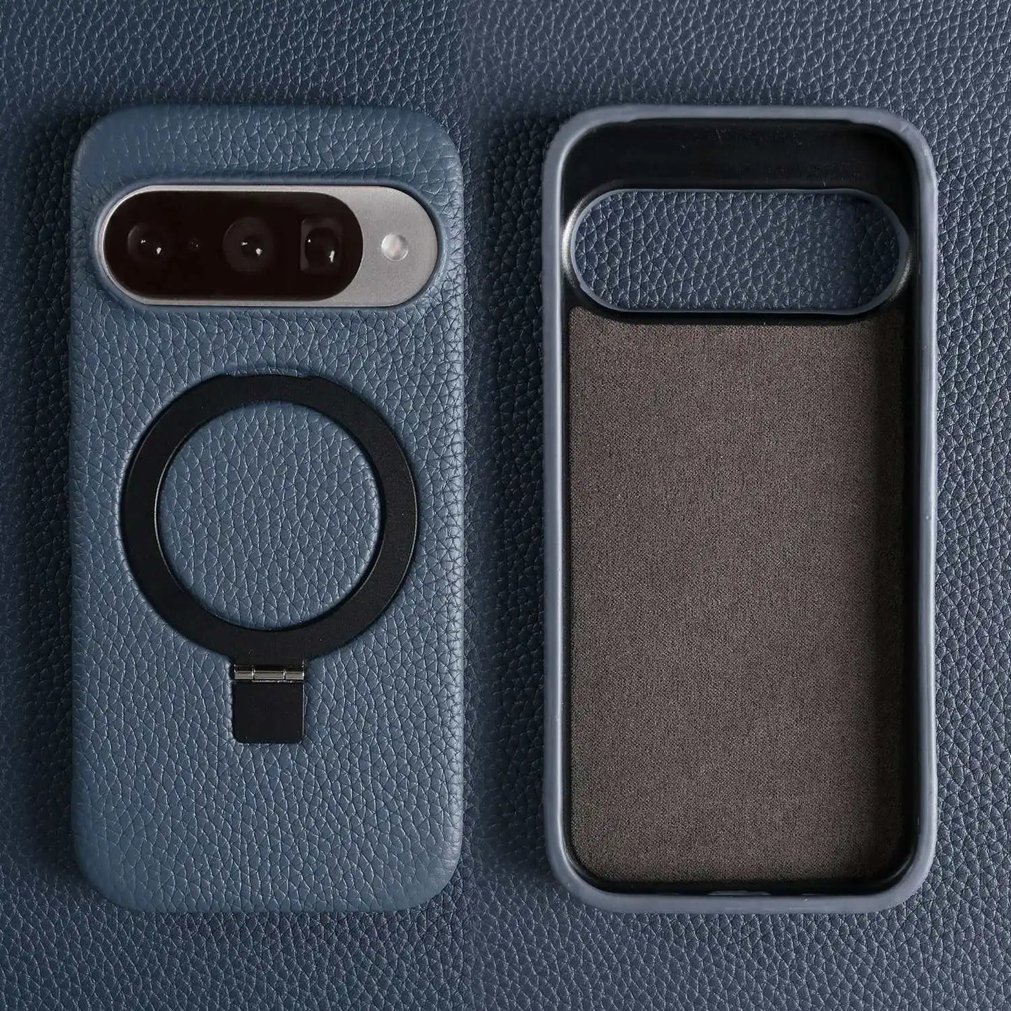 Magnet Ring Stand Phone Case For Google Pixel 10 Pro 9Pro 8A 7Pro 6pro 5A Cover Genuine Leather Case Magnetic Back Cover Cases