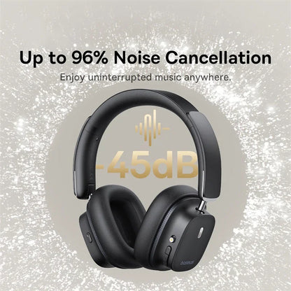 Baseus Bowie 30 Max Bluetooth Headphones 45dB Noise Cancellation Hi-res LDAC Over Ear Headset 3D Spatial Audio Wireless Earphone