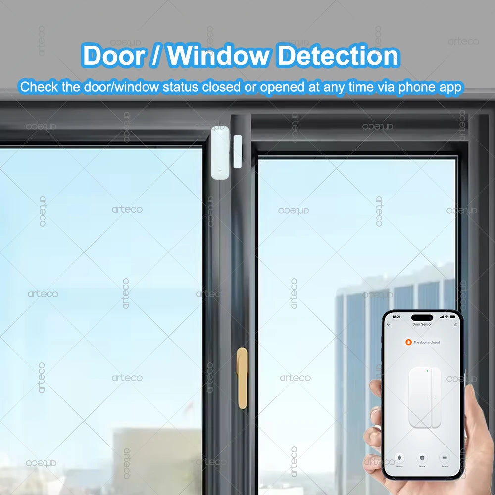 Zigbee Door Window Sensor Smart Home Security Alarm Wireless Magnetic Anti-theft Contact Detector App Remote Monitor Support Z2M