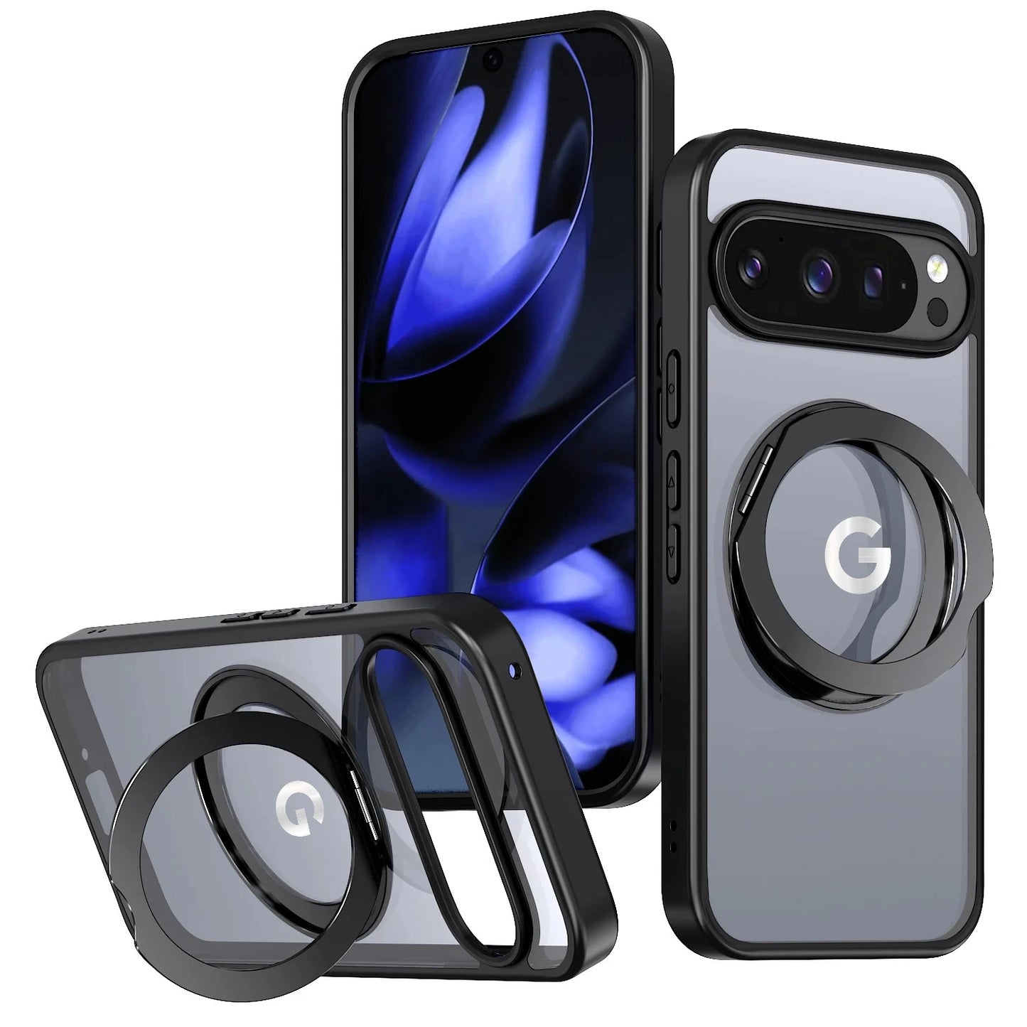 Heavy Armor Design Magnetic 360° Rotable Fold Bracket Case For Google Pixel 10A 9 A Pro XL PC+TPU Enhance Anti-drop Rugged Cover