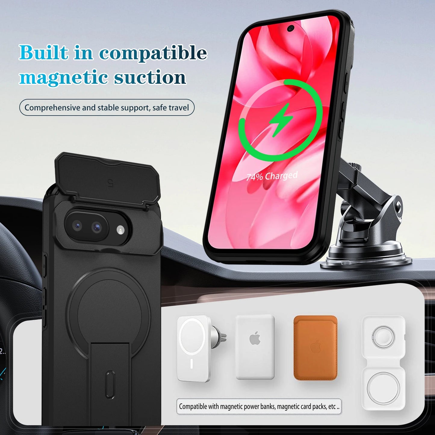 Stand Holder Protection Back Cover Case for Google Pixel 10 Pro XL 9 9a Pixel9 Pixel10 Pixel 9 Pro XL Accessories