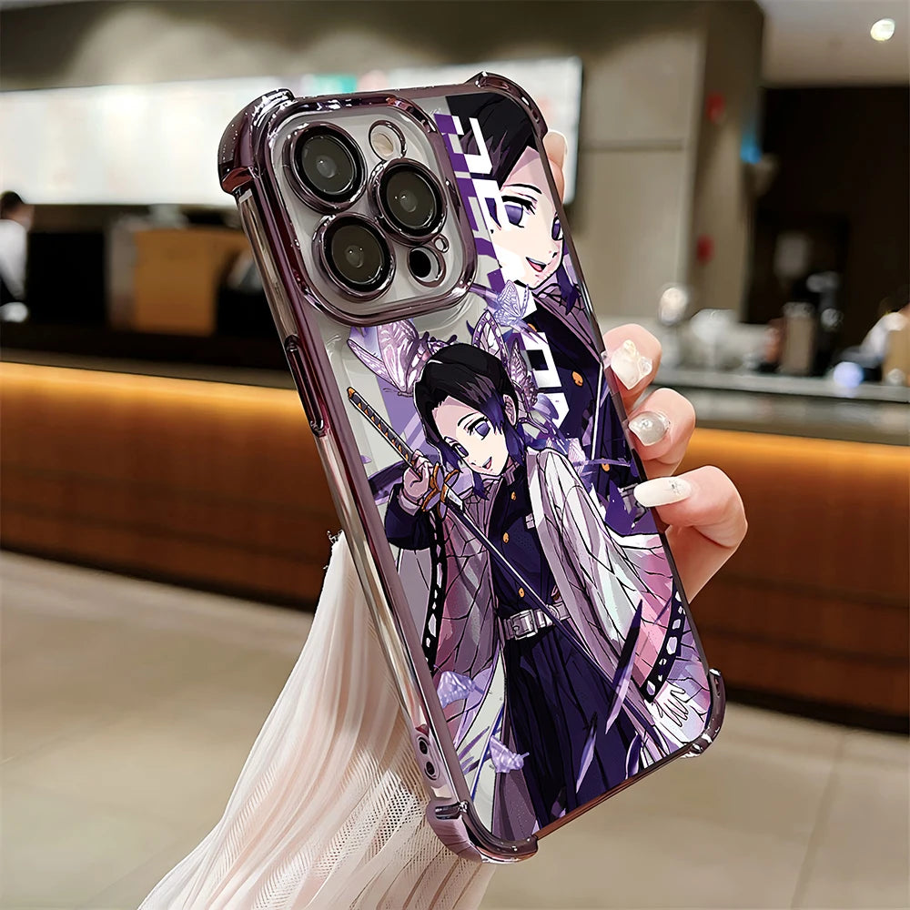 Anime Demon Slayer Plating Case For Samsung S25 S24 S23 S22 S21 S20 FE Note20 Plus Ultra 4G 5G Anti Fall Airbag Back Cover