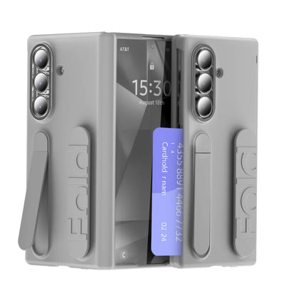 Silicone Wrist Strap Fold Stand Slot Card Holder Wallet Case For Samsung Galaxy Z Fold 7 6 5 4 5G Shockproof Soft Bumper Cover