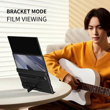 Pen Slot with Pen Hinge Folding Stand Holder Tempered Glass Front Case For Samsung Galaxy Z TriFold with Hinge Cover