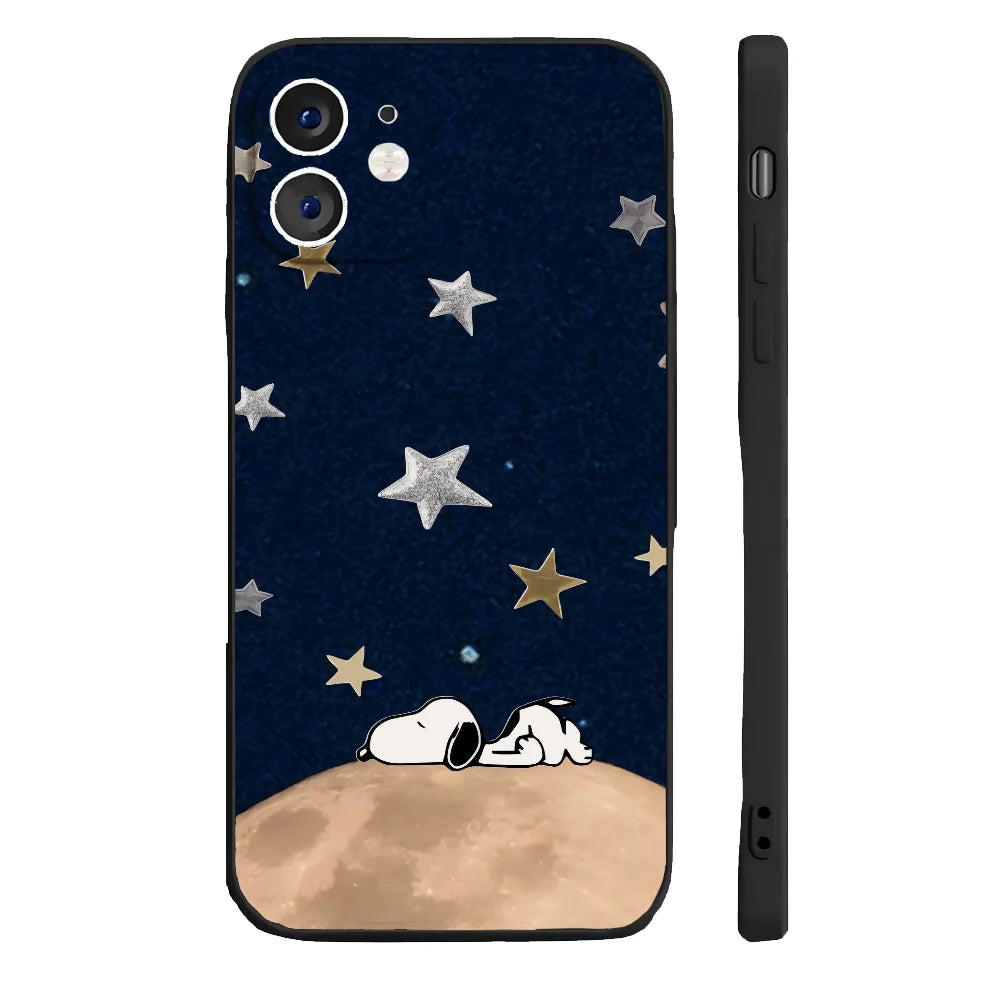 Anime S-Snoopy Phone Case Silicone Soft For IPhone 16 15 14 13 12 11 Plus Pro Max Plus