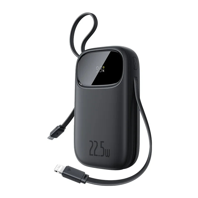 Baseus 22.5W 10000mAh 20000mAh Power Bank Built-In Retractable USB-C & Lightning Cable for iPhone 16 Samsung S25 Xiaomi Poco