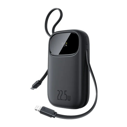 Baseus 22.5W 10000mAh 20000mAh Power Bank Built-In Retractable USB-C & Lightning Cable for iPhone 16 Samsung S25 Xiaomi Poco