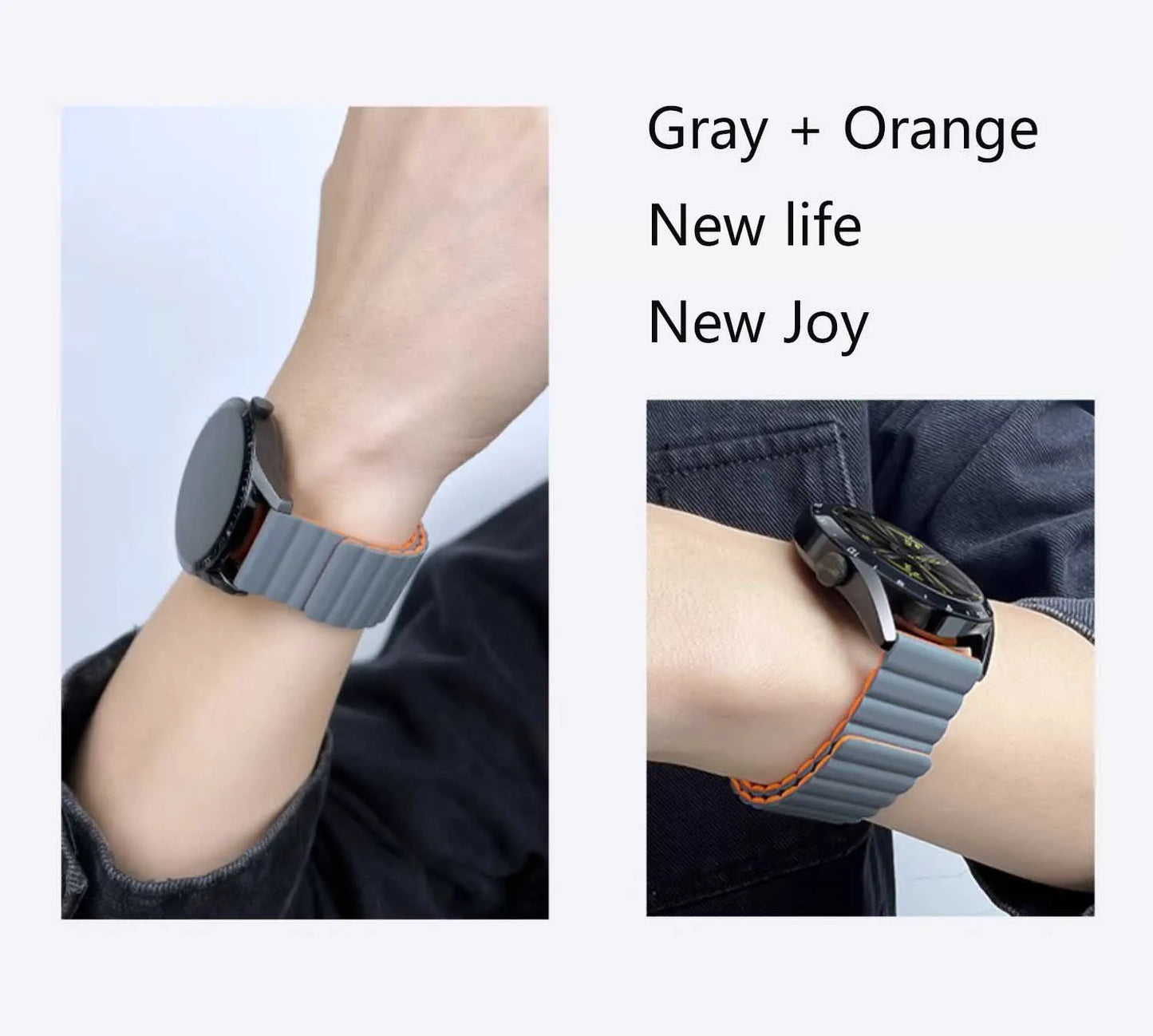 16mm 18mm 20mm 22mm Silicone Magnetic Rubber Watch Strap Band For Smart Sport Watch Connected Bracelet Man Watchband Watchstrap