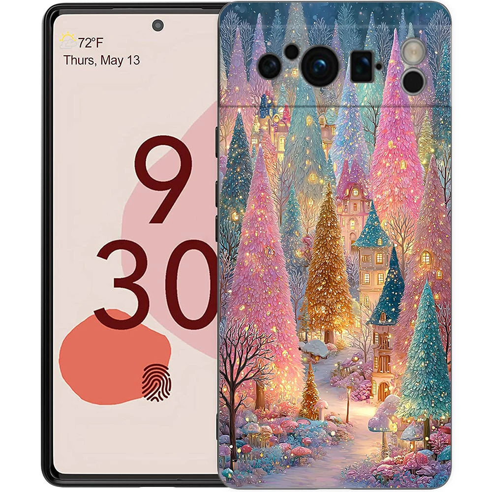 Phone Case Cover for Google Pixel 9 8 7 6 9A 8A 7A 6A Pro 10 9 Pro XL Soft TPU Shockproof Shell Capas Christmas Christmas Tree