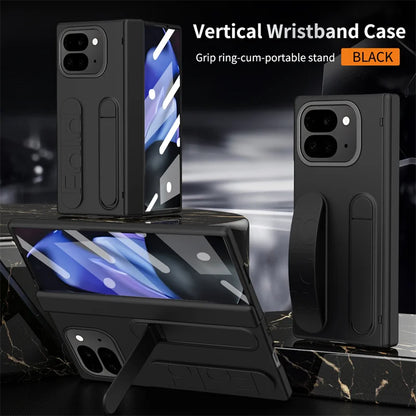 For Google Pixel 9 10 Pro With Hinge Phone Case Wristband Wrist Strap Stand Screen Protection Film Shockproof Protecion Cover