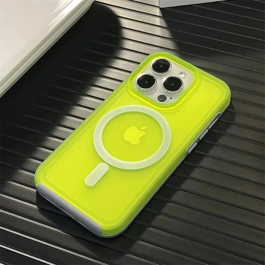 Neon Candy Color Translucent Shockproof Phone Case For iPhone 16 12 13 14 15 Pro Max For Magsafe Wireless Charging Frosted Cover