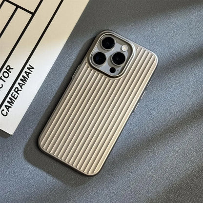Matte Natural Titanium Grating Hard Phone Case for IPhone 16 15 14 13 Pro Max Plus Full Cover Scratch-proof Rugged Back Cover