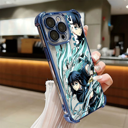 Anime Demon Slayer Plating Case For Samsung S25 S24 S23 S22 S21 S20 FE Note20 Plus Ultra 4G 5G Anti Fall Airbag Back Cover