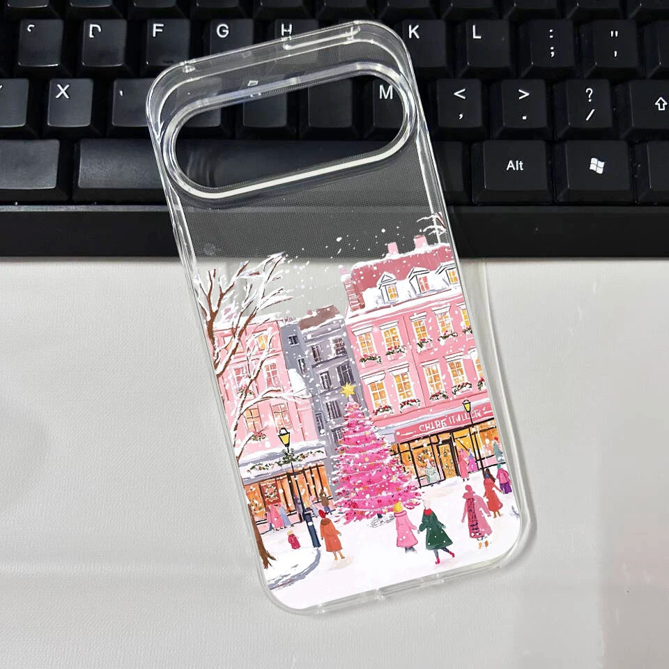 for Pixel 10 Cute Winter Snow Phone Case for Google Pixel 9 10 Pro XL 8 Pro 6 7 8 8A 5G Christmas Tree Graphic Clear Phone Cover
