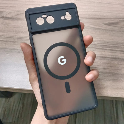 For Google Pixel 8Pro 8 8A 7Pro 7 7A 6 Case Magnetic Charging Matte Clear Shockproof Cover Wireless Charging Translucent Frosted