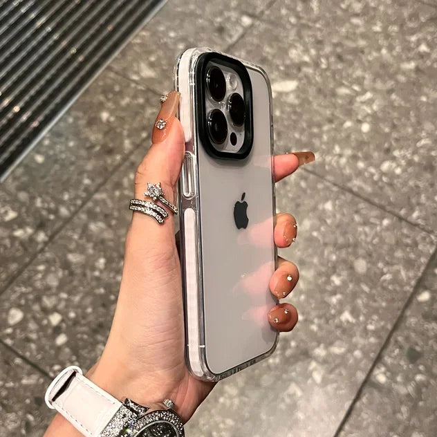 Luxury Transparent Airbag Phone Case For iPhone 16 15 ProMax 14 16 Plus 13 12 Pro Max 11 Contrasting Bumper Shockproof TPU Cover