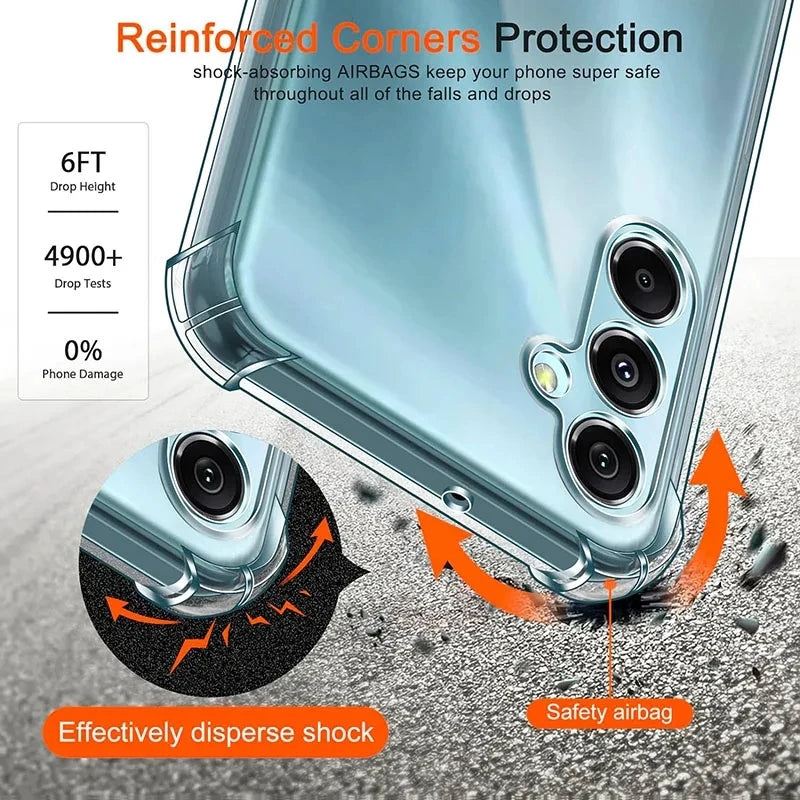 Luxury Shockproof Silicone Clear Soft Case For Samsung Galaxy S24 S23 S21 FE S25 Plus Note 20 Ultra Transparent Back Cover Shell