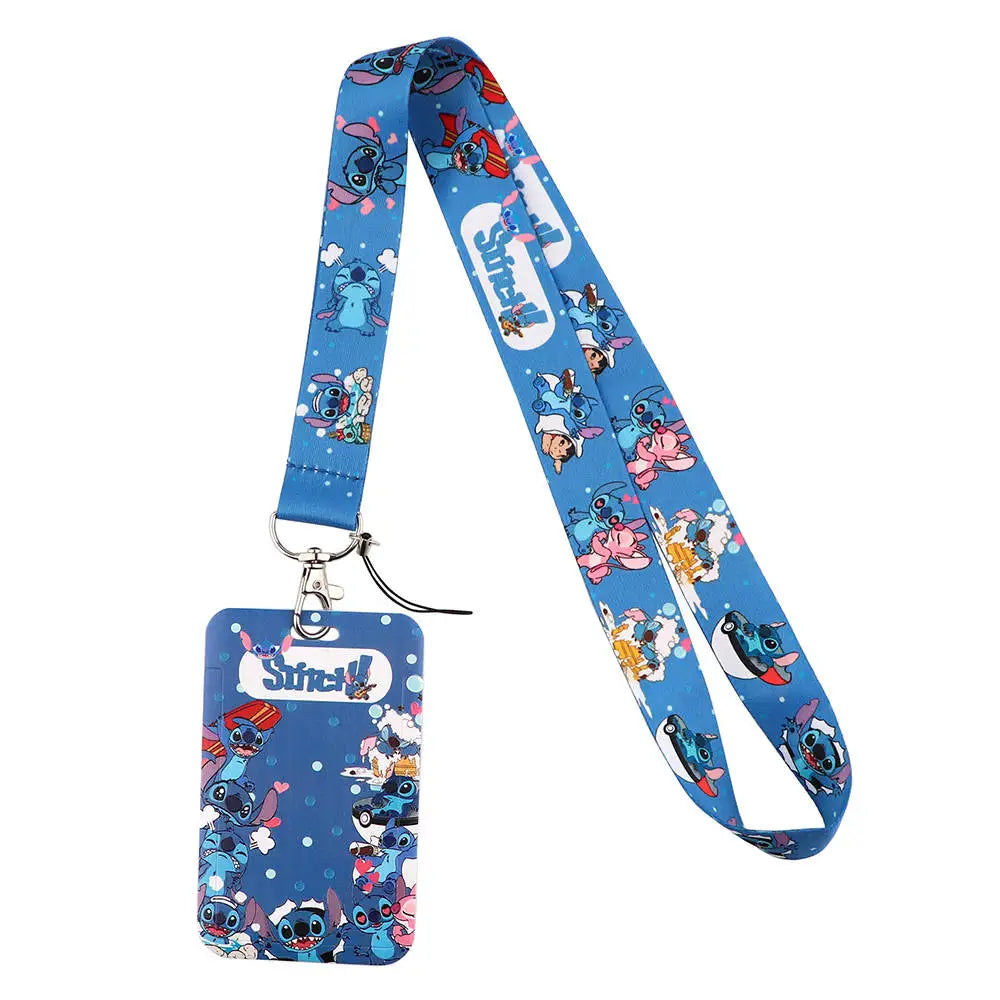 Stitch Cute Cartoon Animation Lanyards For Keys Chain ID Credit Card Cover Pass Mobile Phone Charm Neck Strap Badge Holder Gifts