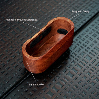 Solid Wood Headphone Case For Airpods 1 2 3 4 Pro 2 Wrieless Bluetooth Earphone Protective Cover with Lanyard Headphone Bag