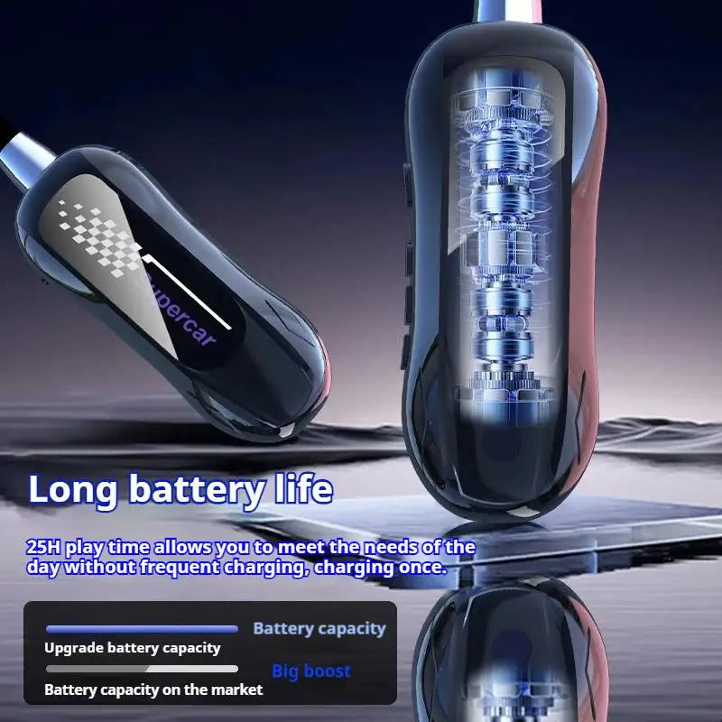 Sports Car Shape Stereo Sound Neckband LED Display Wireless Bluetooth Headphones Magnetic in-ear Headsets Sports Gamer Earphones