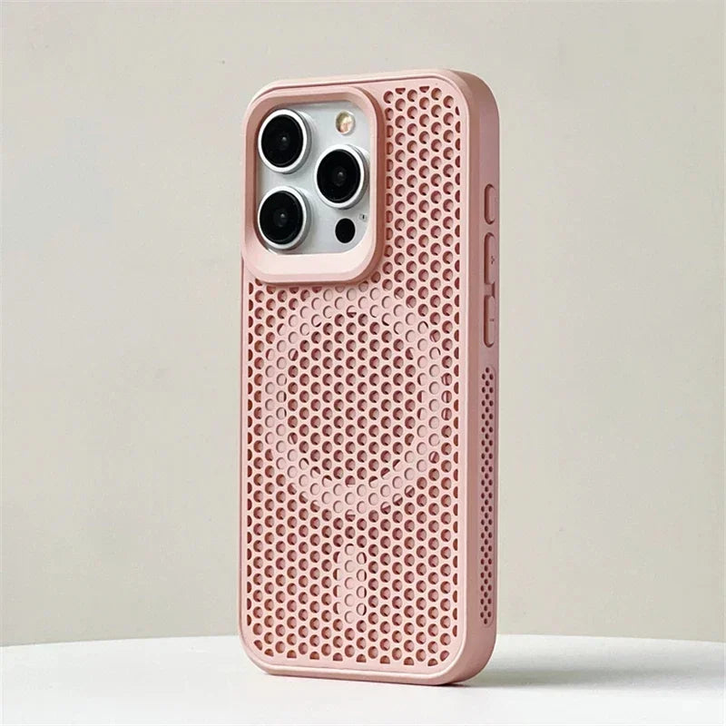 Luxury Matte Heat Dissipation Hole For Magsafe Case For iPhone 16 15 14 13 12Pro Max Plus Magnetic Wireless Charge PC Hard Cover