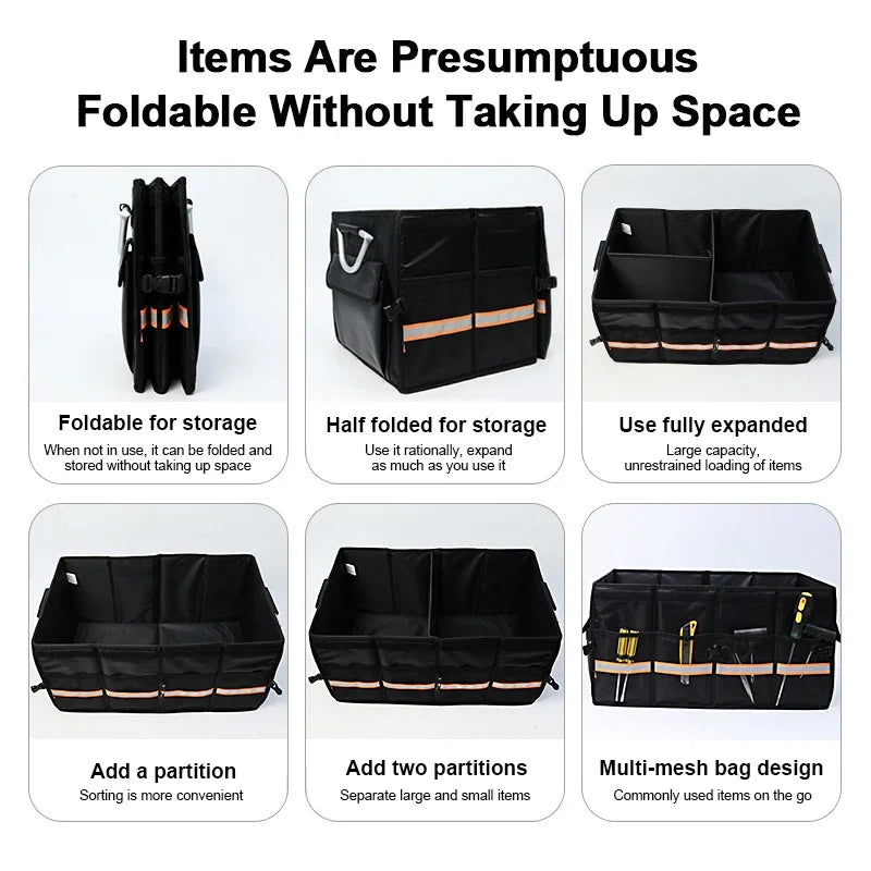 Car Trunk Storage Box Portable Multipurpose Folding Storage Box Outdoor Travel Storage Trunk Organizer for Truck SUV Trunk Box