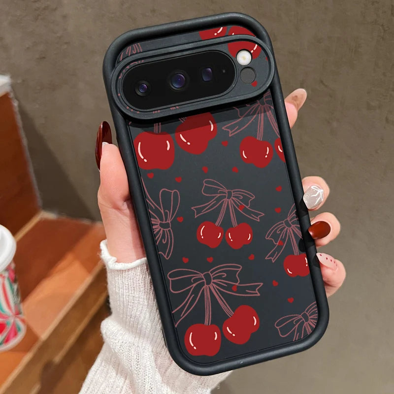 Cute Large Cherry Soft Phone Protector Case For Google Pixel 10 8 Pro 9A 8A 7A 9 10 Pro XL Shockproof Cover For Pixel 9 8 7 Pro