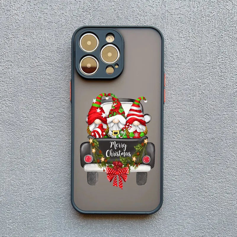 Merry Christmas Tree Santa Claus Phone Case For iPhone 16 15 14 13 12 11 Pro Max Mini X XS XR SE 7 Plus Shockproof Cover Fundas