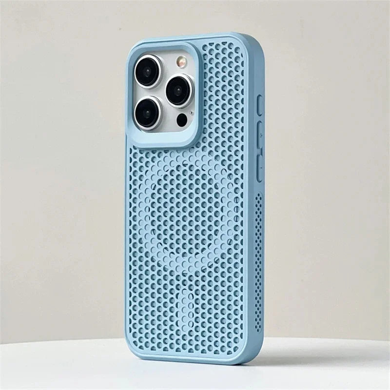 Luxury Matte Heat Dissipation Hole For Magsafe Case For iPhone 16 15 14 13 12Pro Max Plus Magnetic Wireless Charge PC Hard Cover