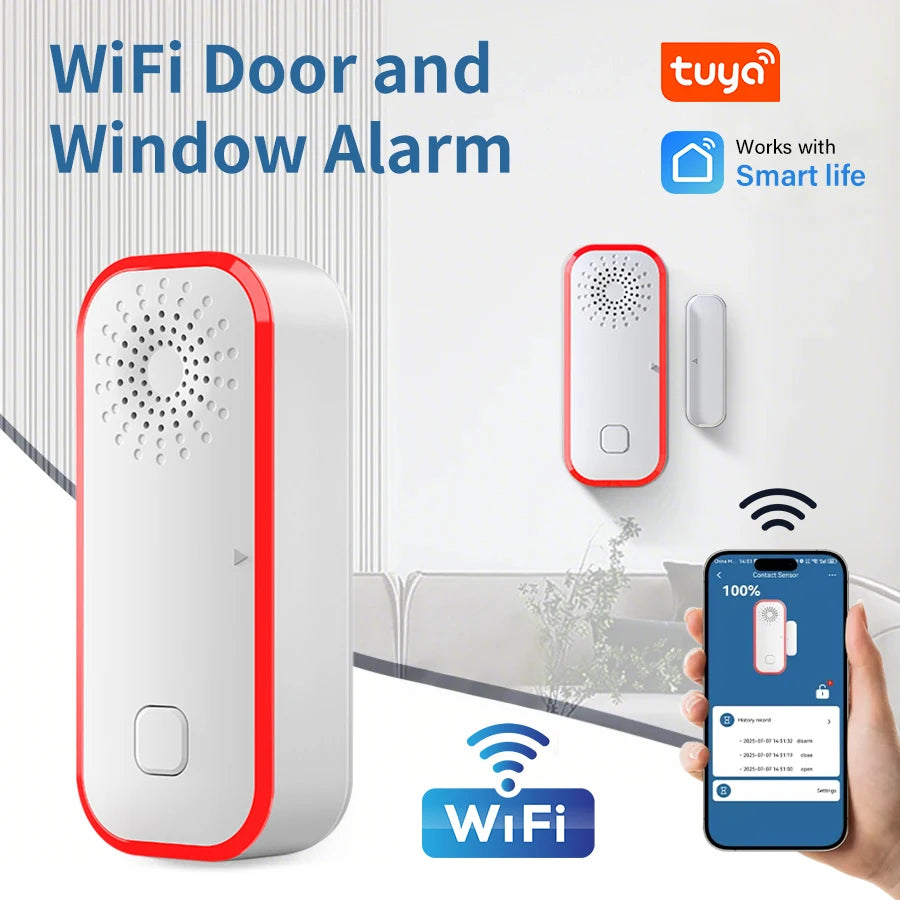 Tuya Door Magnetic Sensor WiFi Door and Window Alarm Door and Window Switch on-site Alarm Sound and Light Intelligent Alarm