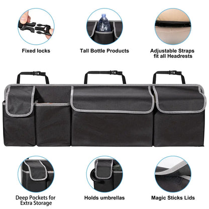 SUV Car Trunk Organizer Backseat Storage Bag Hanging Organizer for SUV Truck MPV with Multi Pockets Durable Seat Back Organizer