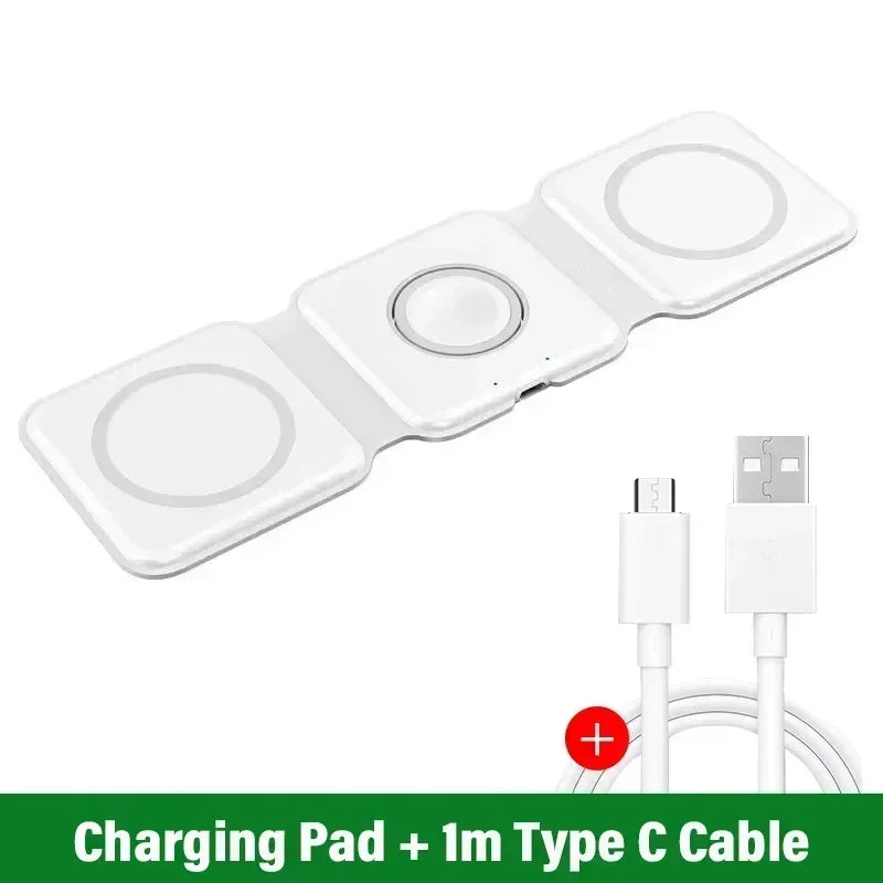 Foldable 3-in-1 Wireless Charger Dock For iPhone 16 15 14 13 12 Pro Max Apple Watch 10/9/8/7/6/5 AirPods Pro Fast Charging Pad