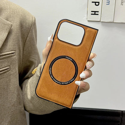 Business Leather Magsafe Case For Google Pixel 9 Pro Fold Wireless Charging Skin Feeling Soft Shockroof Luxury Phone Cover