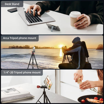 2025 Magnetic Phone Tripod Mount  w Arca 1/4"-20 Cold Shoe Phone Holder Desk Stand For MagSafe iPhone 16 15 14 13 Android Tripod